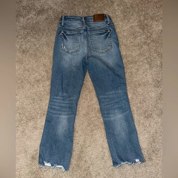 Judy Blue Distressed Straight Leg Jeans - Medium Blue - Picture 2 of 3